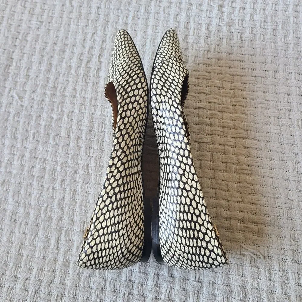 Tory Burch Penelope Snake Print Cap Toe Flat In King Cobra Women's Size 7